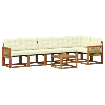 Set di divani da esterno con cuscino 7 pcs Naturale e Crema
