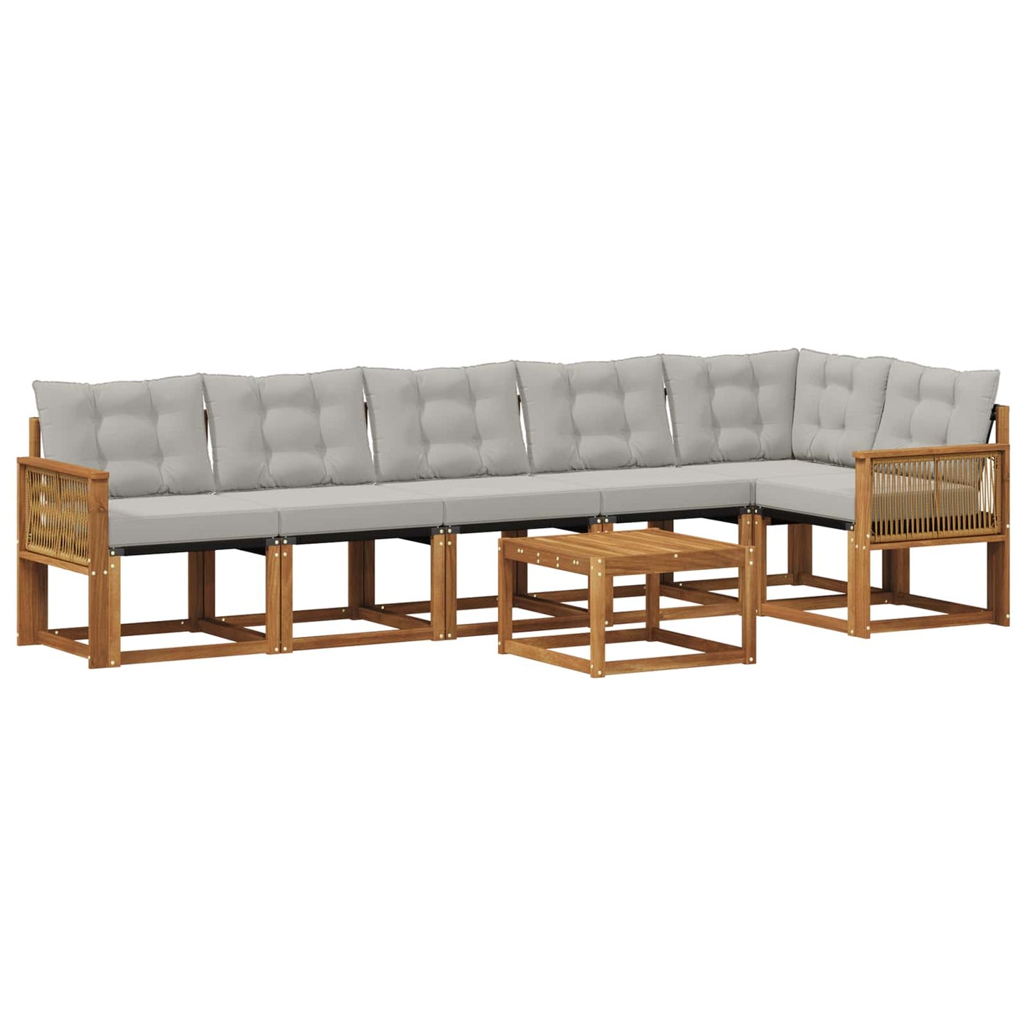 Set di divani da esterno 7 pcs Naturale e Grigio Chiaro