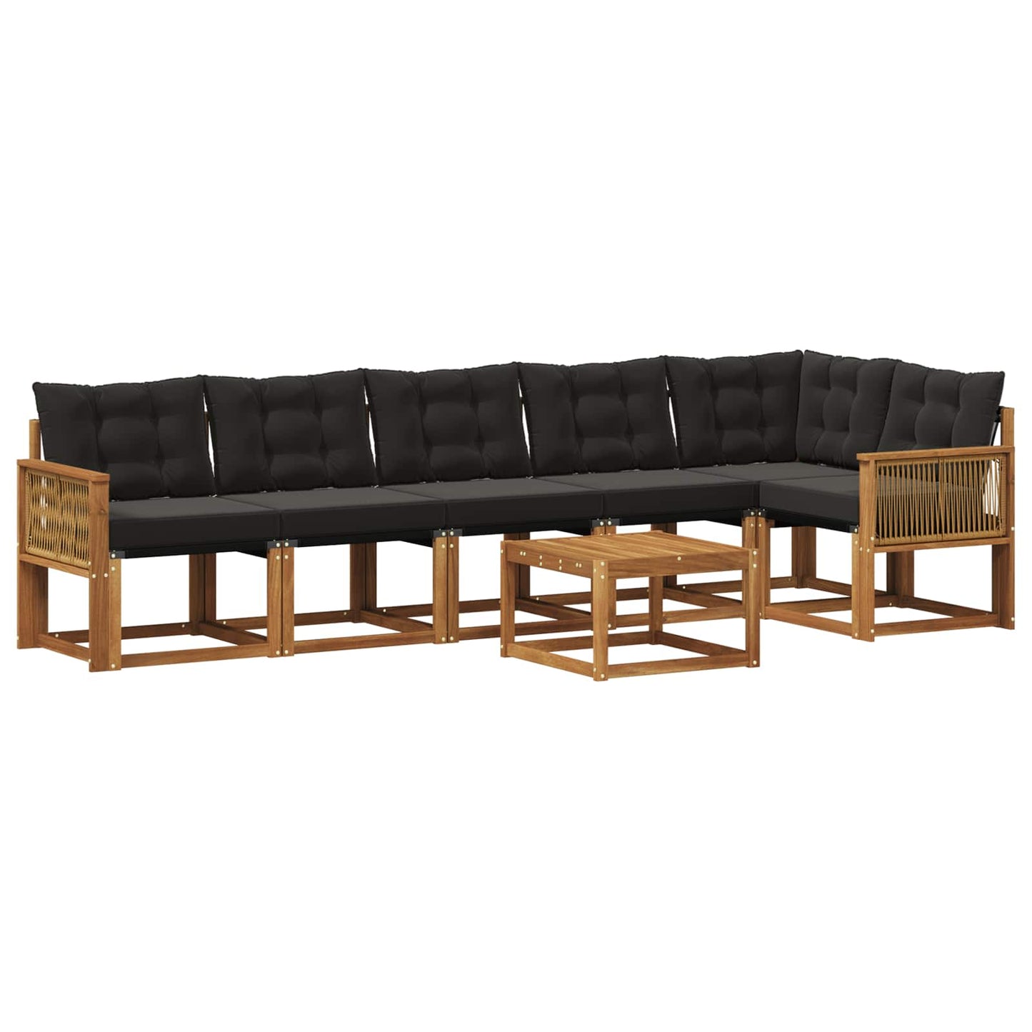Set di divani da esterno con cuscino 7 pcs Naturale e Nero
