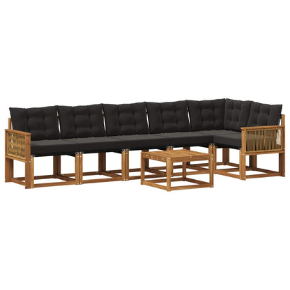 Set di divani da esterno con cuscino 7 pcs Naturale e Nero