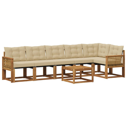 Set di divani da esterno con cuscino 7 pcs Naturale e Beige