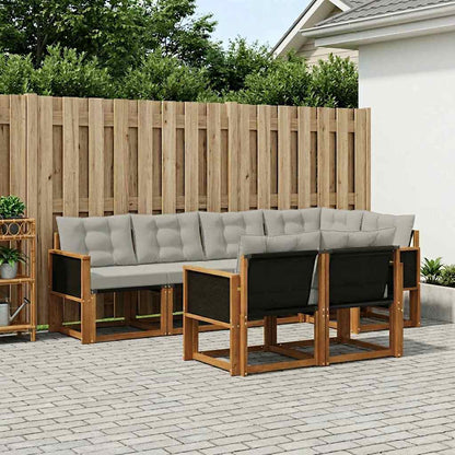 Set di divani da esterno 7 pcs Naturale e Grigio Chiaro