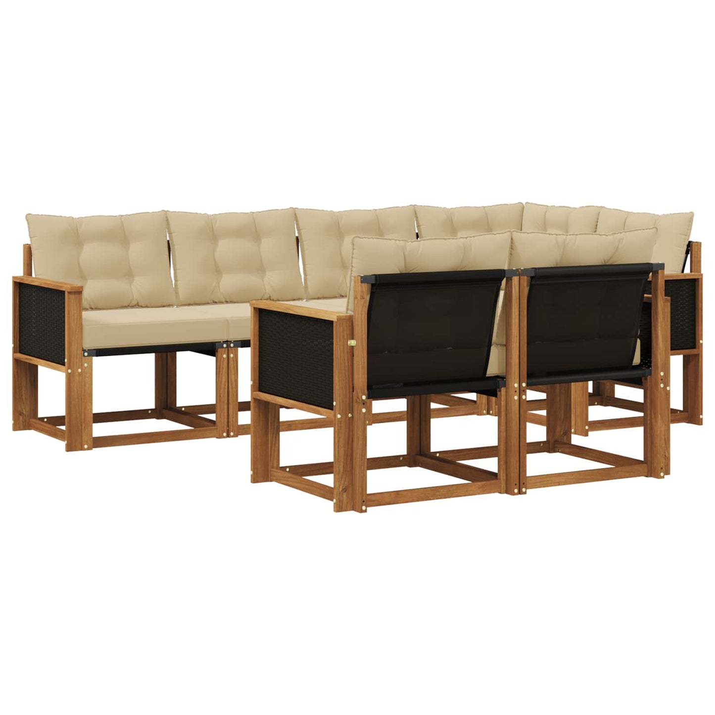 Set di divani da esterno con cuscino 7 pcs Naturale e Beige