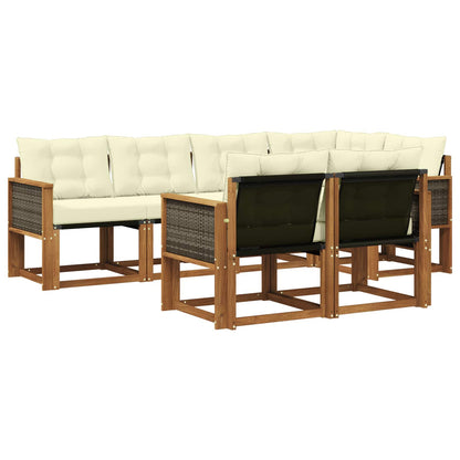 Set di divani da esterno con cuscino 7 pcs Naturale e Crema