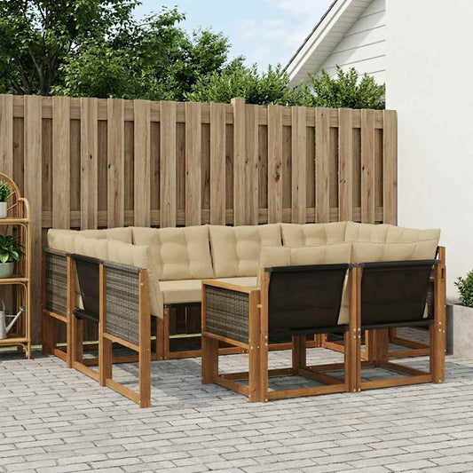 Set di divani da esterno con cuscino 7 pcs Naturale e Beige