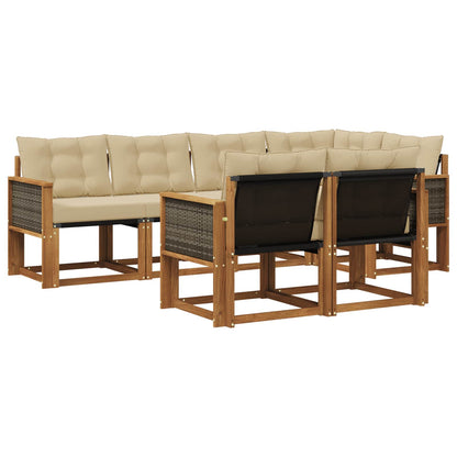 Set di divani da esterno con cuscino 7 pcs Naturale e Beige