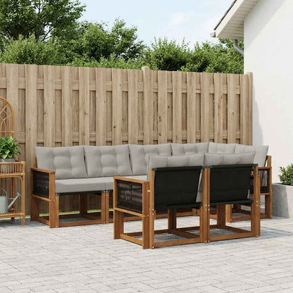 Set di divani da esterno 7 pcs Naturale e Grigio Chiaro