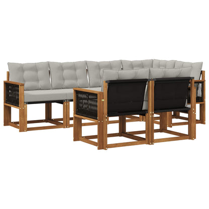 Set di divani da esterno 7 pcs Naturale e Grigio Chiaro