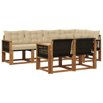 Set di divani da esterno con cuscino 7 pcs Naturale e Beige
