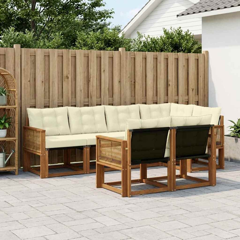 Set di divani da esterno con cuscino 7 pcs Naturale e Crema