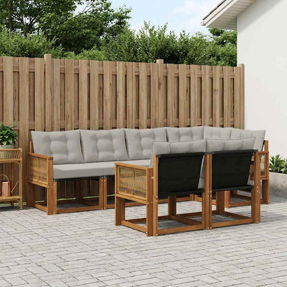 Set di divani da esterno 7 pcs Naturale e Grigio Chiaro