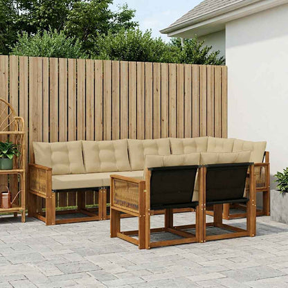 Set di divani da esterno con cuscino 7 pcs Naturale e Beige