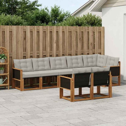 Set di divani da esterno 8 pcs Naturale e Grigio Chiaro | homemem39