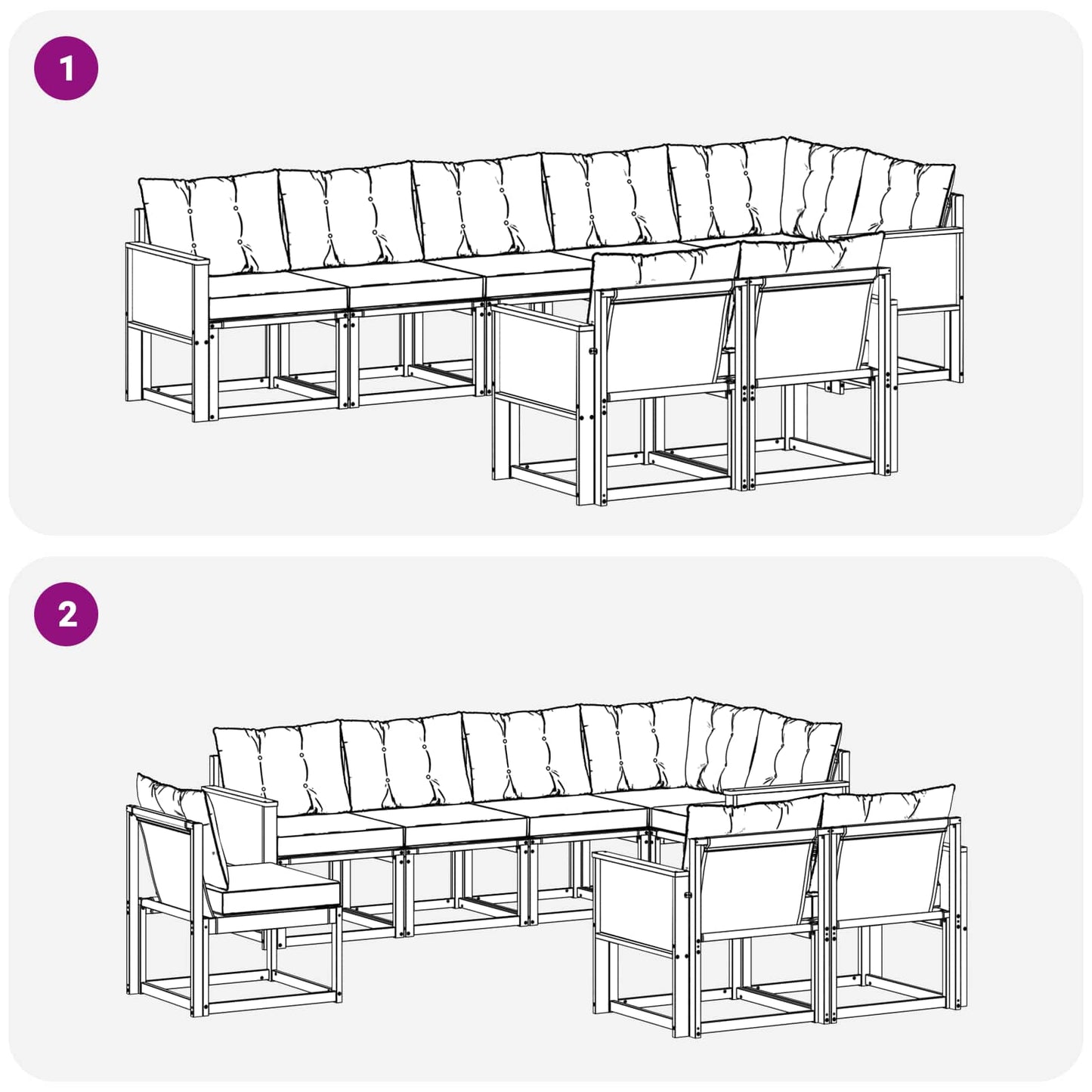 Set di divani da esterno con cuscino 8 pcs Naturale e Beige | homemem39