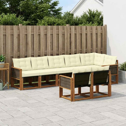 Set di divani da esterno con cuscino 8 pcs Naturale e Crema