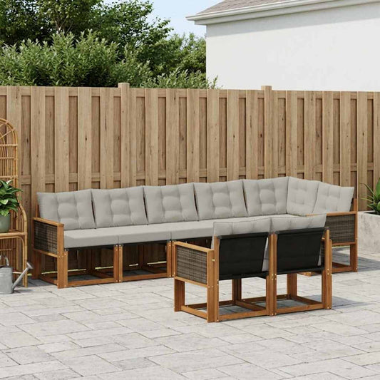 Set di divani da esterno 8 pcs Naturale e Grigio Chiaro | homemem39