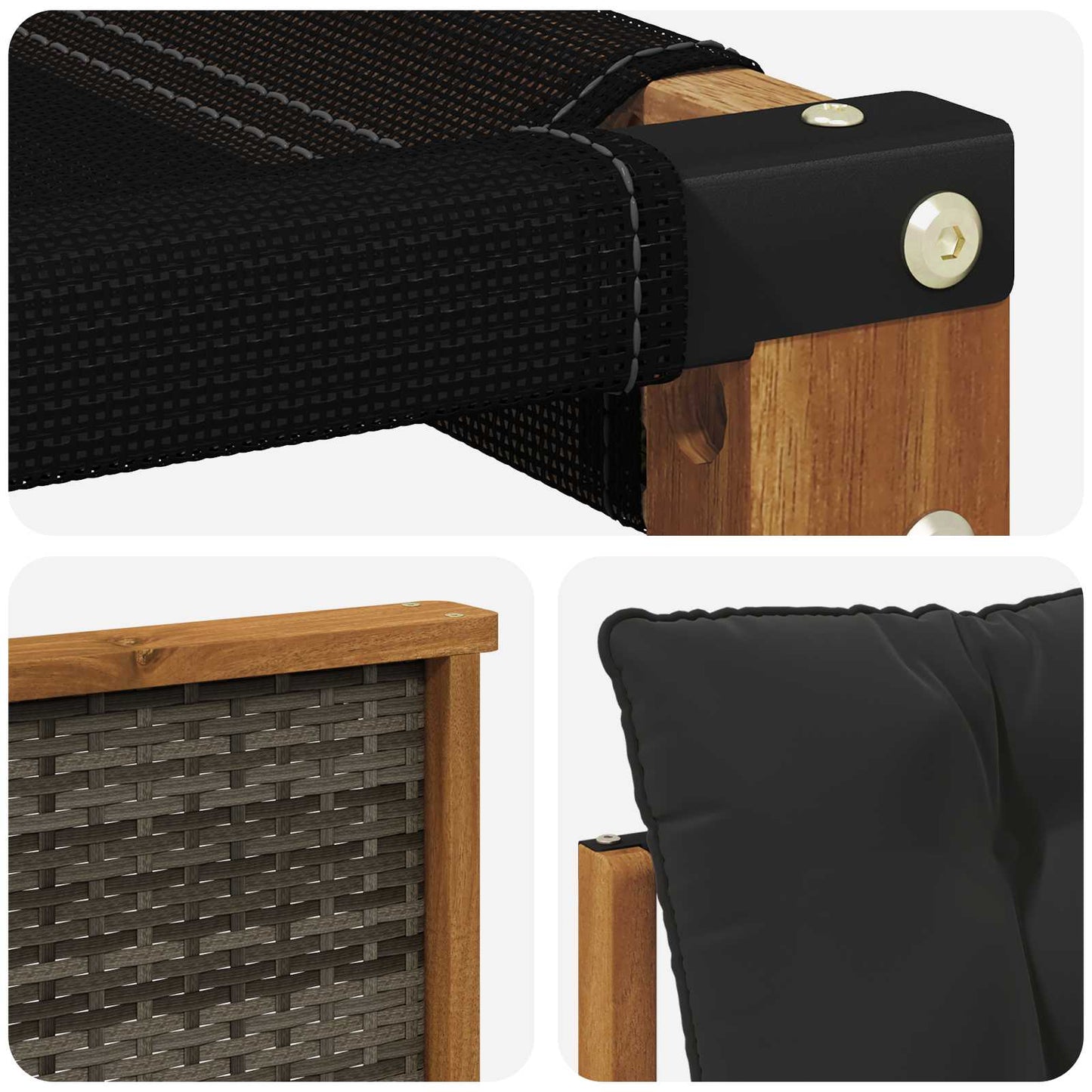 Set di divani da esterno con cuscino 8 pcs Naturale e Nero | homemem39