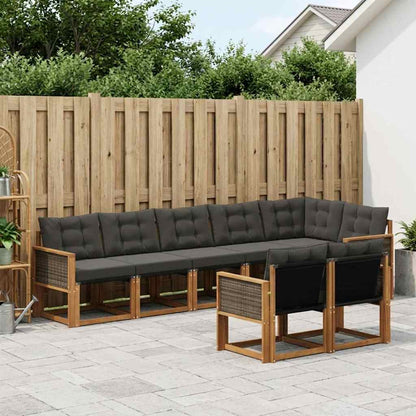 Set di divani da esterno con cuscino 8 pcs Naturale e Nero | homemem39