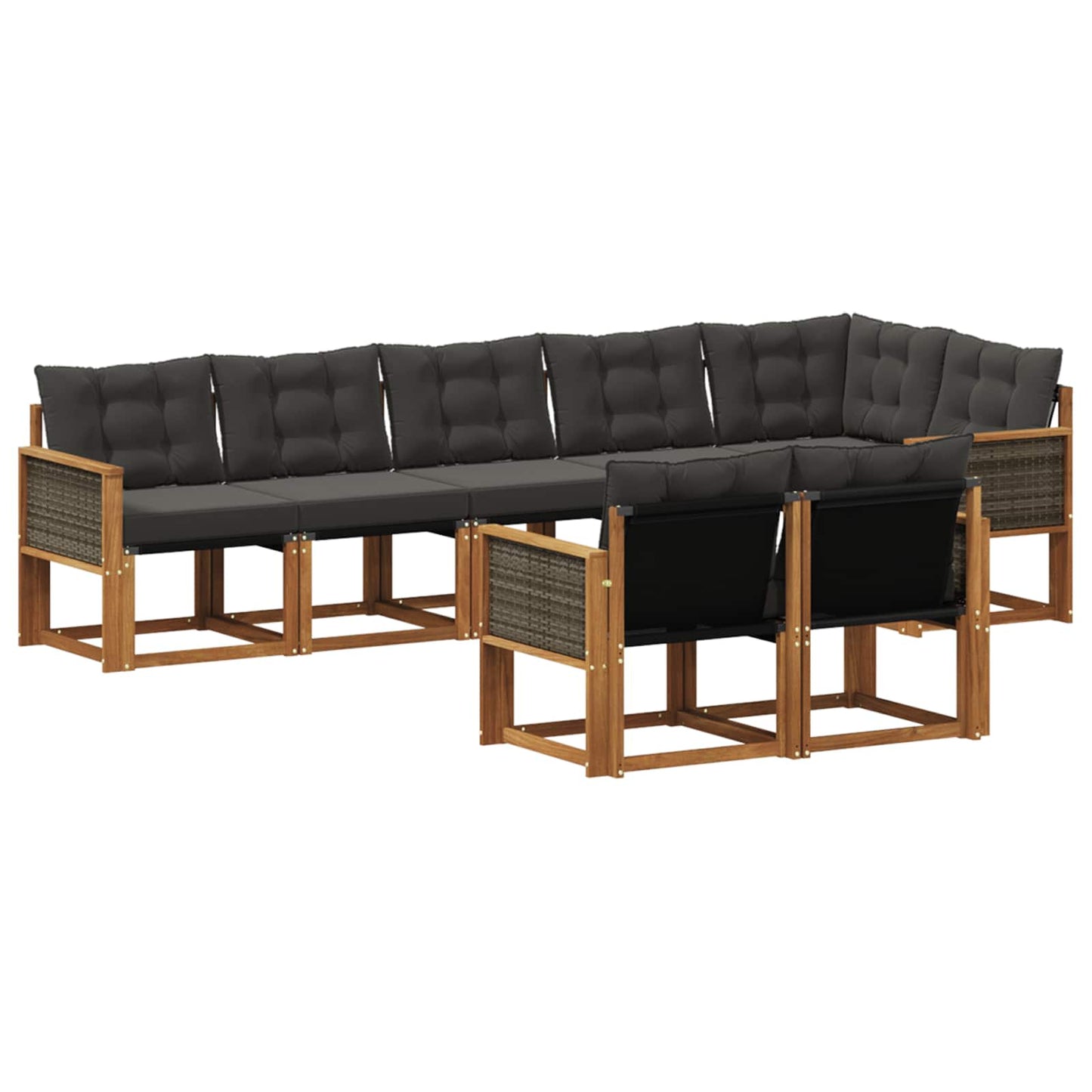 Set di divani da esterno con cuscino 8 pcs Naturale e Nero | homemem39