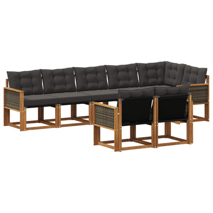 Set di divani da esterno con cuscino 8 pcs Naturale e Nero | homemem39