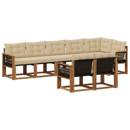 Set di divani da esterno con cuscino 8 pcs Naturale e Beige | homemem39