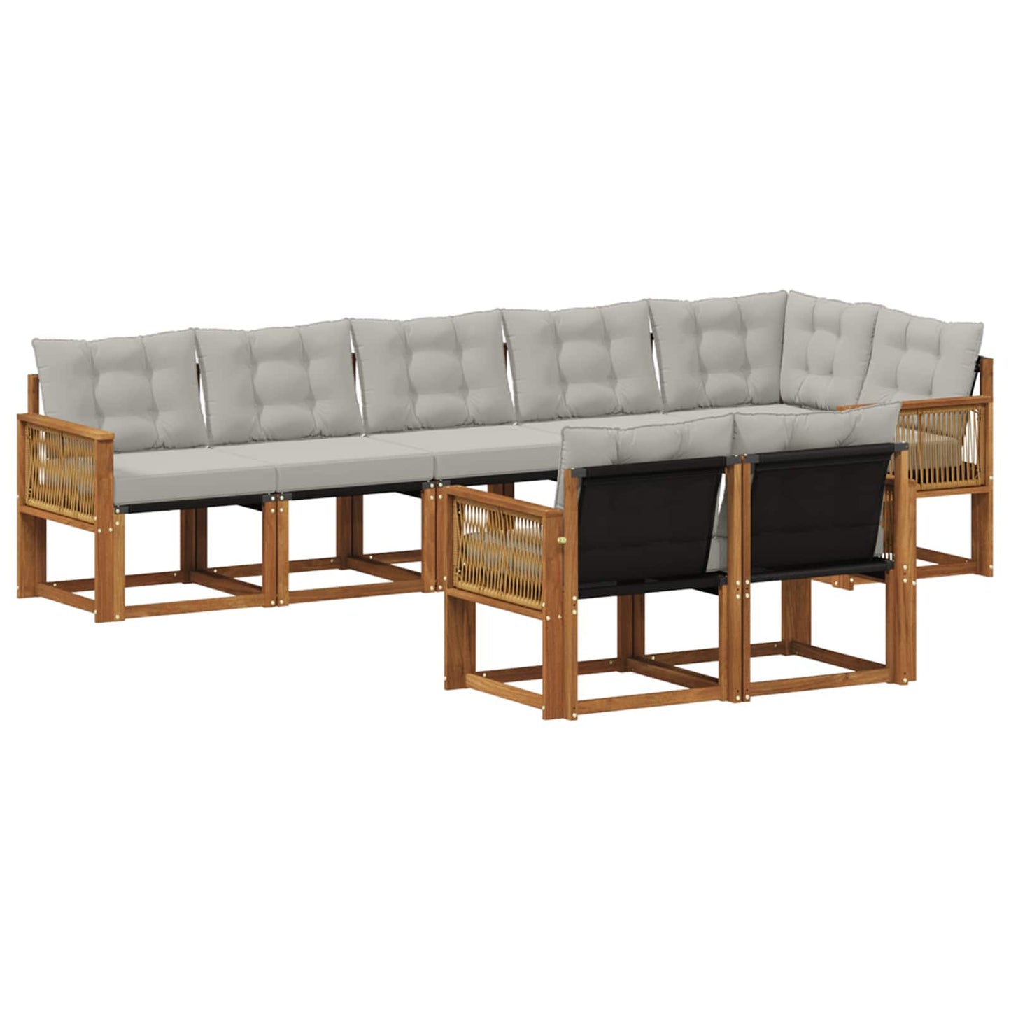 Set di divani da esterno 8 pcs Naturale e Grigio Chiaro