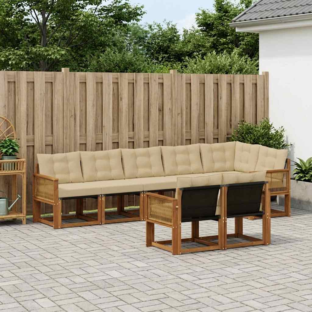 Set di divani da esterno con cuscino 8 pcs Naturale e Beige | homemem39