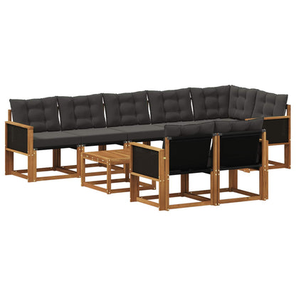 Set di divani da esterno con cuscino 9 pcs Naturale e Nero | homemem39
