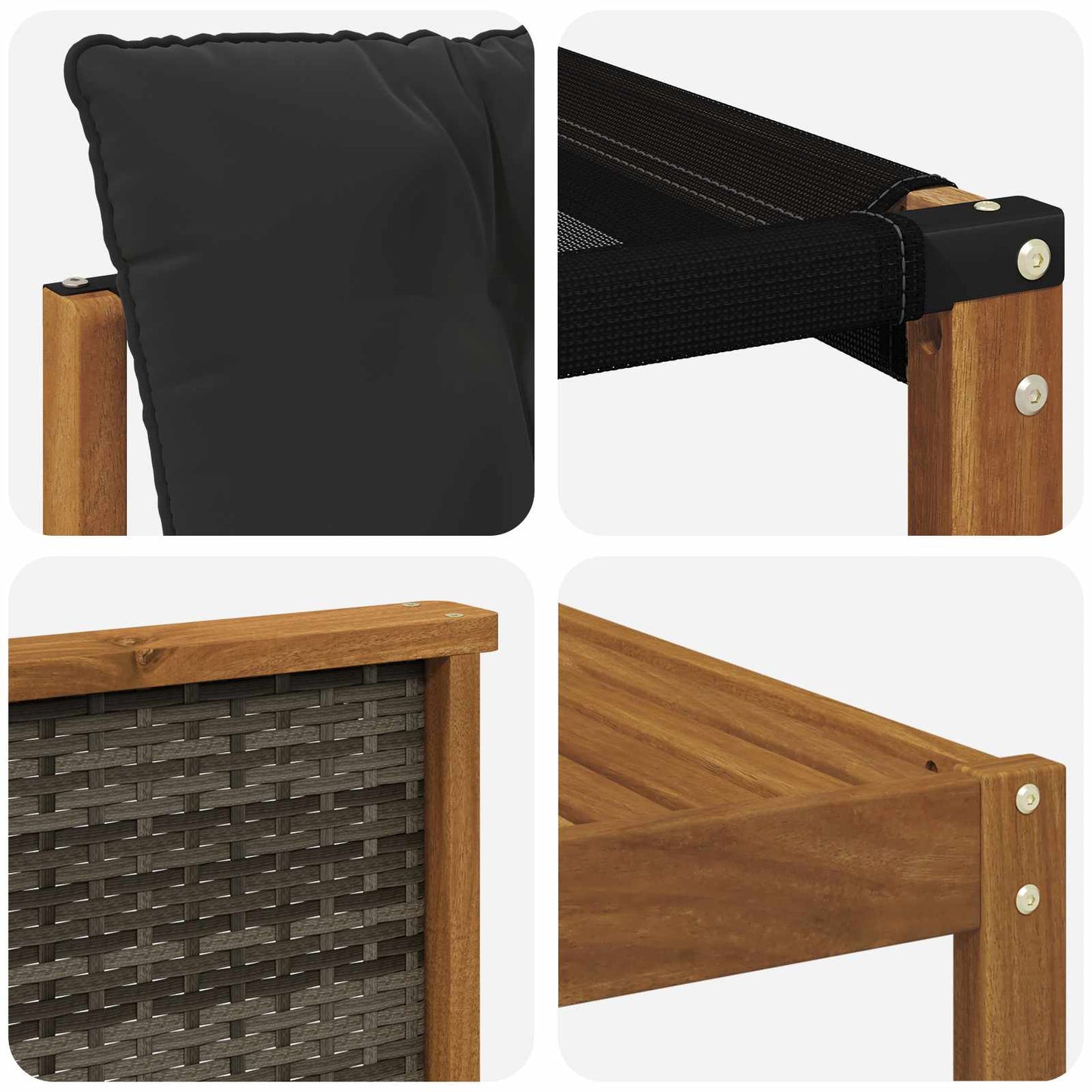 Set di divani da esterno con cuscino 9 pcs Naturale e Nero | homemem39