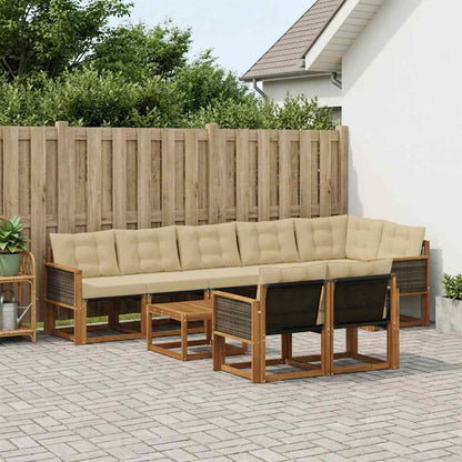 Set di divani da esterno con cuscino 9 pcs Naturale e Beige