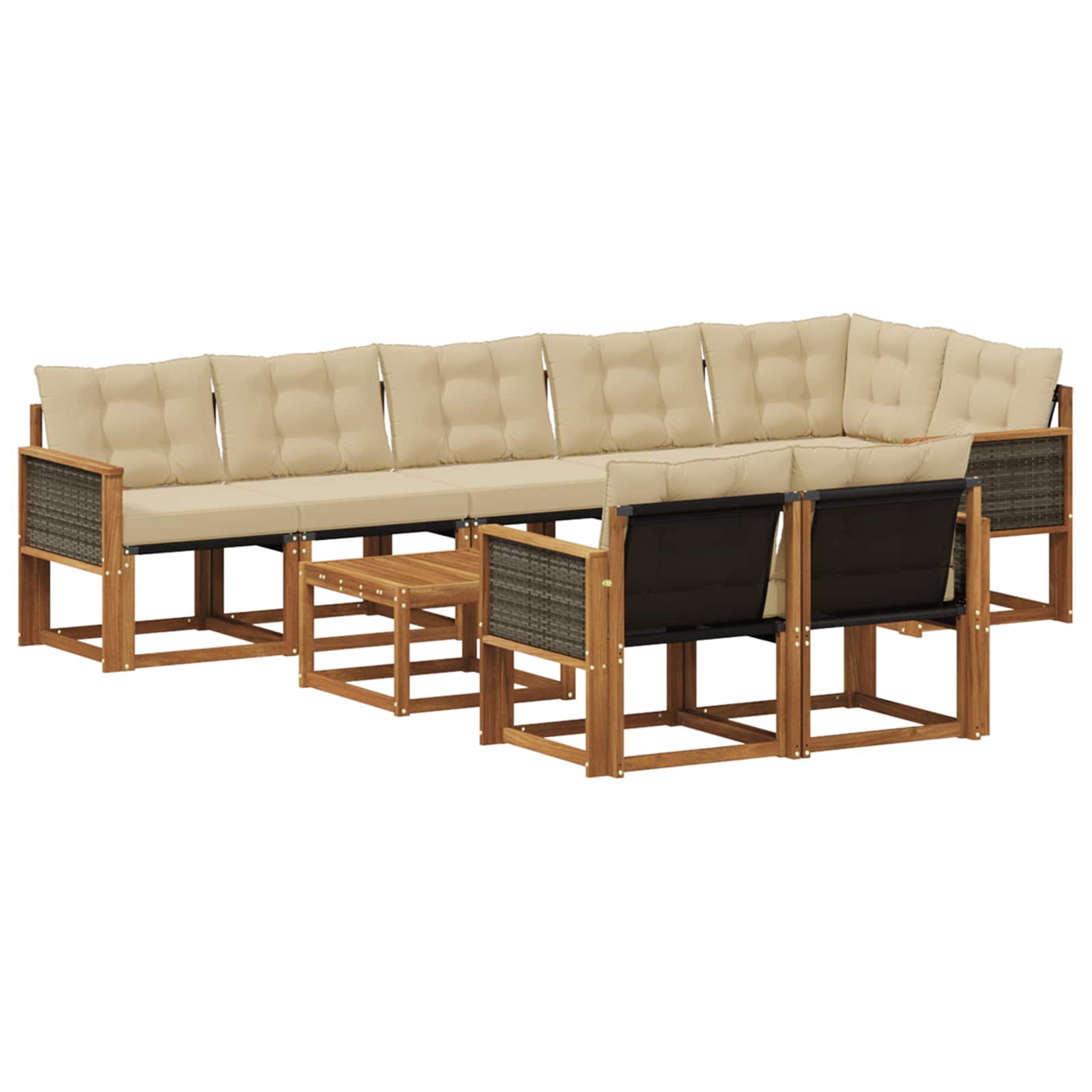 Set di divani da esterno con cuscino 9 pcs Naturale e Beige | homemem39
