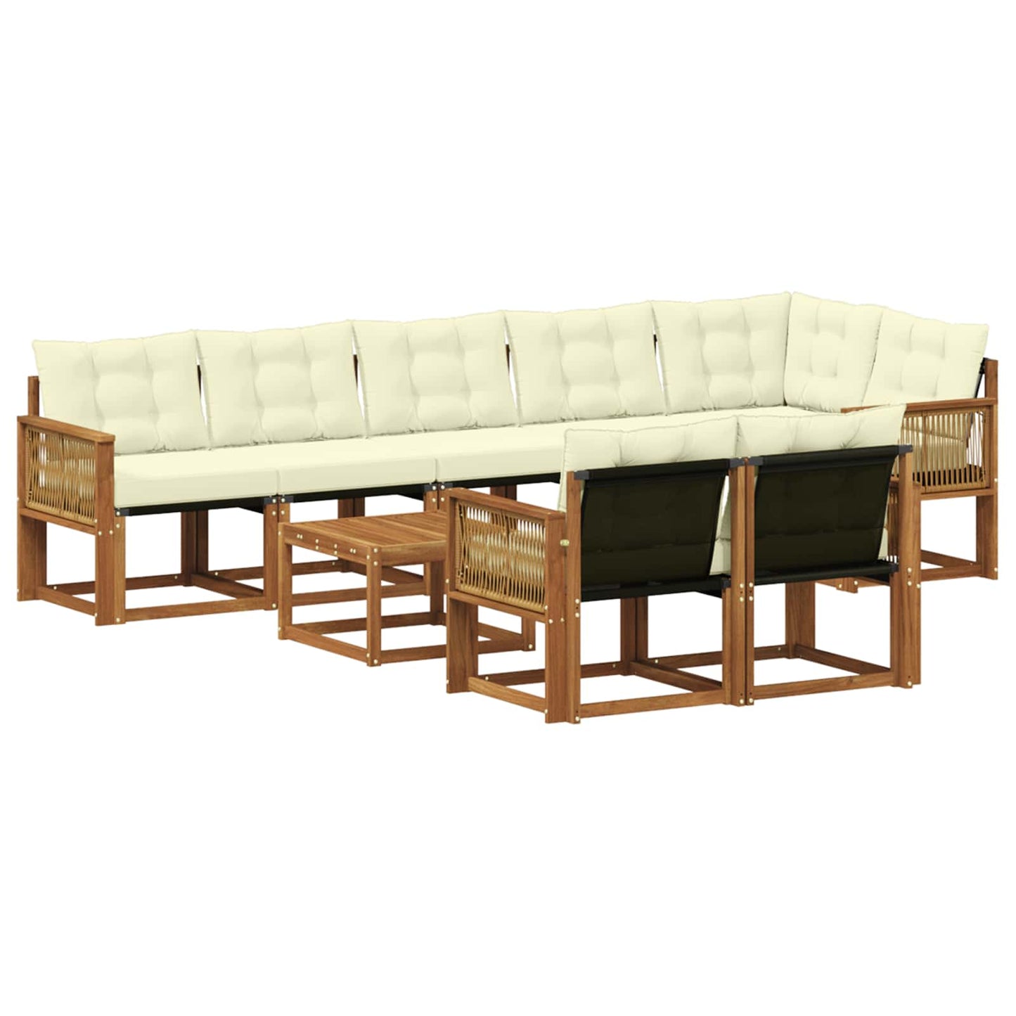 Set di divani da esterno con cuscino 9 pcs Naturale e Crema | homemem39