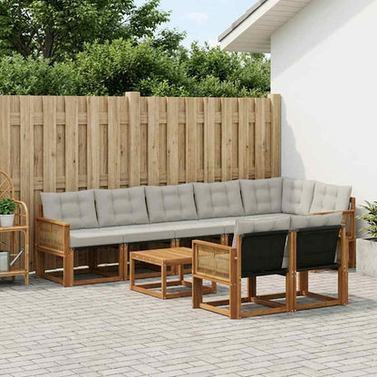 Set di divani da esterno 9 pcs Naturale e Grigio Chiaro | homemem39