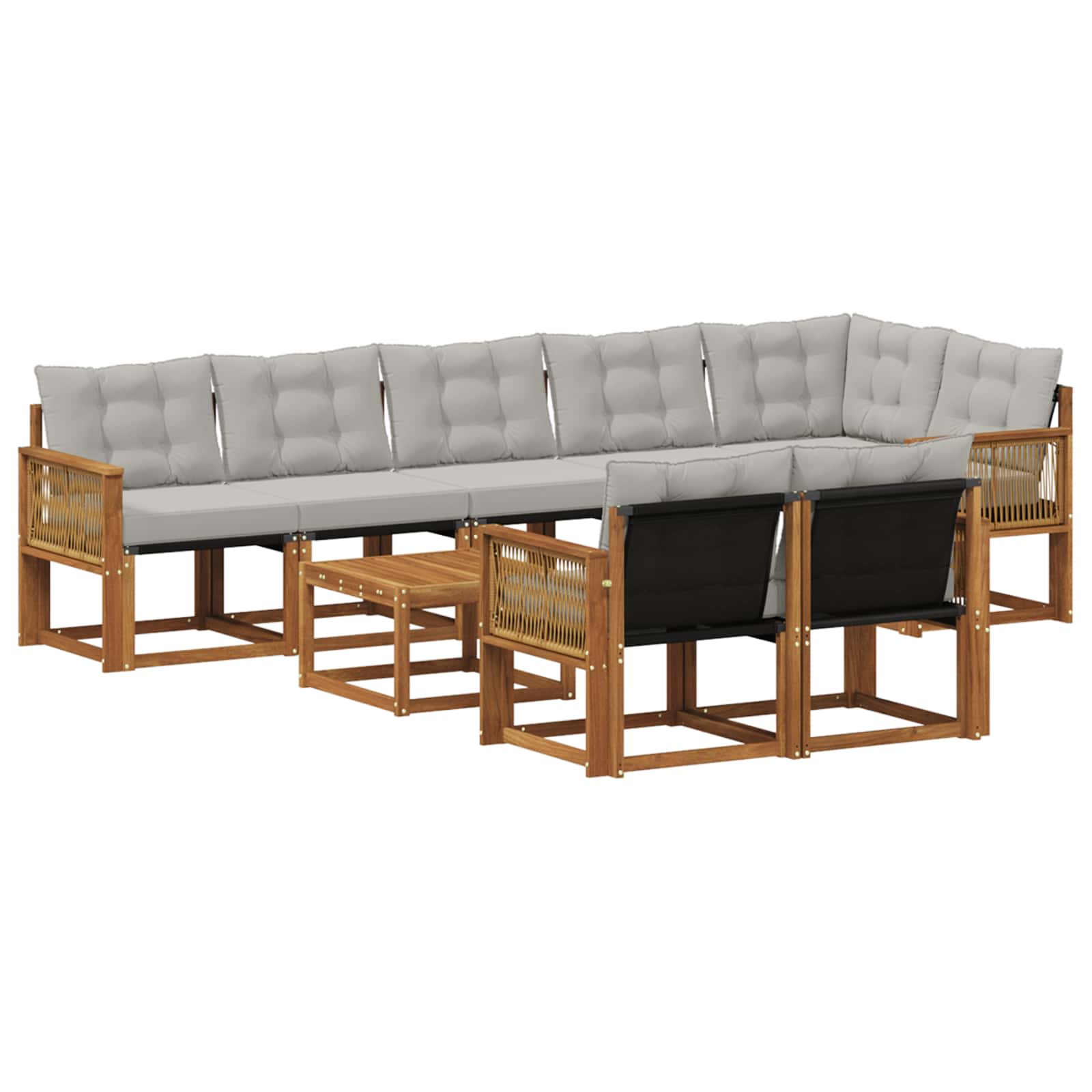 Set di divani da esterno 9 pcs Naturale e Grigio Chiaro | homemem39