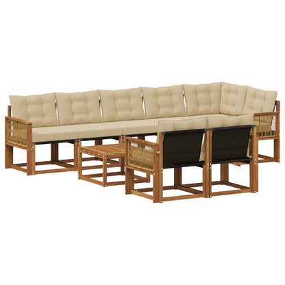 Set di divani da esterno con cuscino 9 pcs Naturale e Beige | homemem39