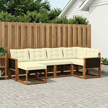Set di divani da esterno con cuscino 6 pcs Naturale e Crema