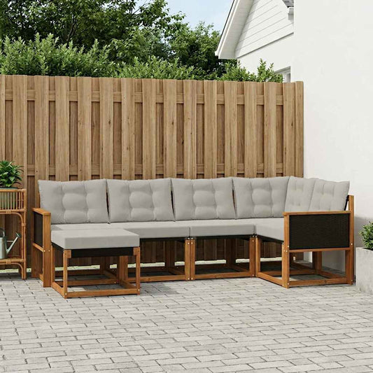 Set di divani da esterno 6 pcs Naturale e Grigio Chiaro