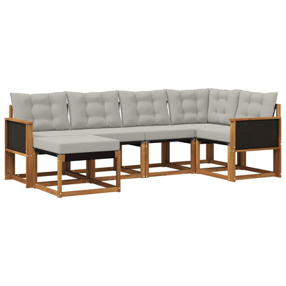 Set di divani da esterno 6 pcs Naturale e Grigio Chiaro