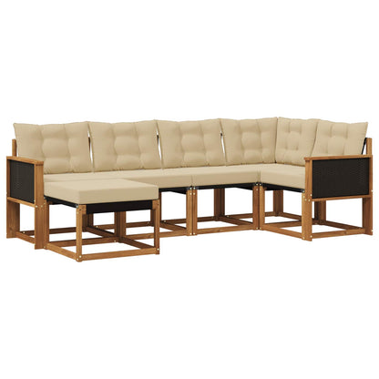 Set di divani da esterno con cuscino 6 pcs Naturale e Beige