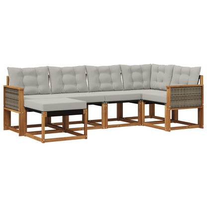 Set di divani da esterno 6 pcs Naturale e Grigio Chiaro