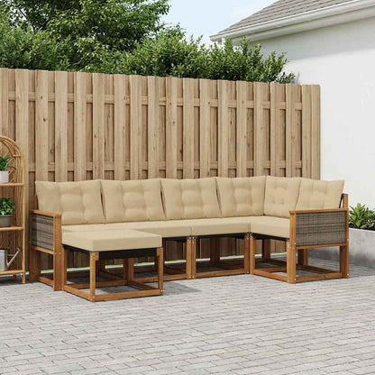 Set di divani da esterno con cuscino 6 pcs Naturale e Beige