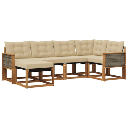 Set di divani da esterno con cuscino 6 pcs Naturale e Beige