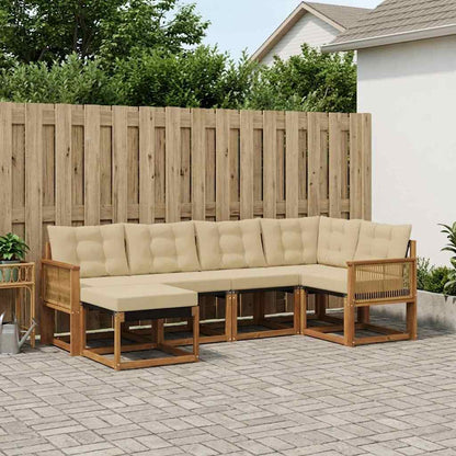 Set di divani da esterno con cuscino 6 pcs Naturale e Beige
