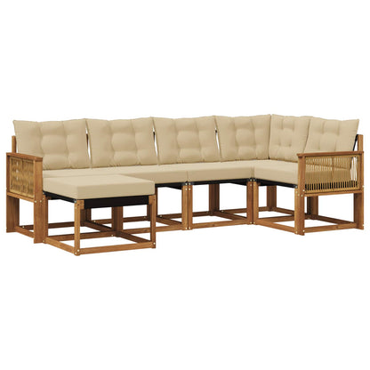 Set di divani da esterno con cuscino 6 pcs Naturale e Beige