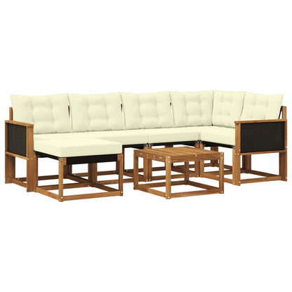 Set di divani da esterno con cuscino 7 pcs Naturale e Crema