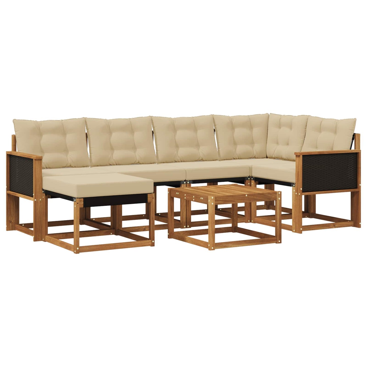 Set di divani da esterno con cuscino 7 pcs Naturale e Beige