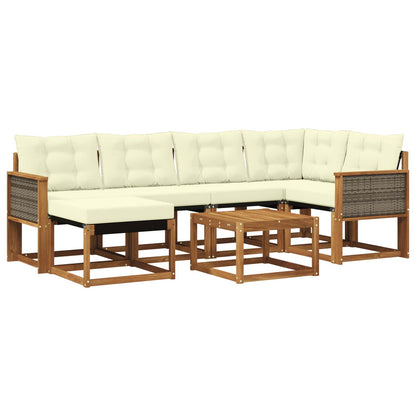 Set di divani da esterno con cuscino 7 pcs Naturale e Crema