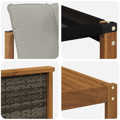 Set di divani da esterno 7 pcs Naturale e Grigio Chiaro