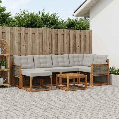 Set di divani da esterno 7 pcs Naturale e Grigio Chiaro