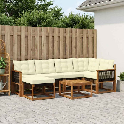 Set di divani da esterno con cuscino 7 pcs Naturale e Crema